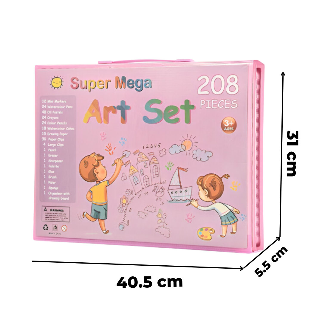 Kofer sa bojicama za decu - savršen set od 208 delova za crtanje i školu - Pokloni za decu