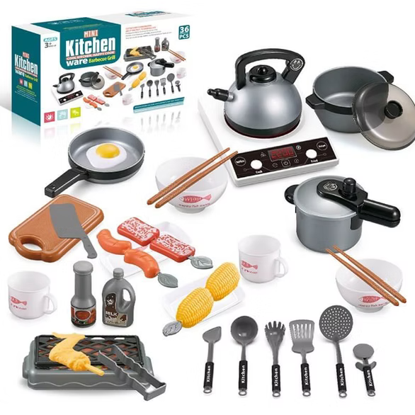 Dečiji Kuhinjski Set 36 Delova – Realistični Mini Kuvarski Set za Igru i Učenje