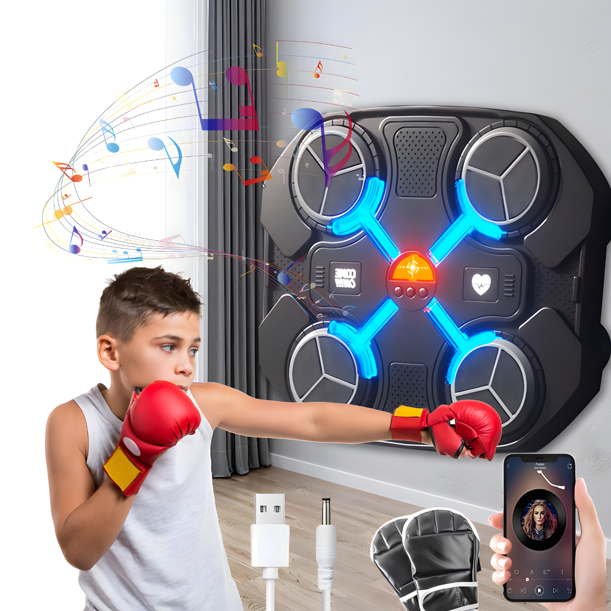 Set muzička tabla i rukavice za boks - Zabava i trening za sve uzraste - Pokloni za decu
